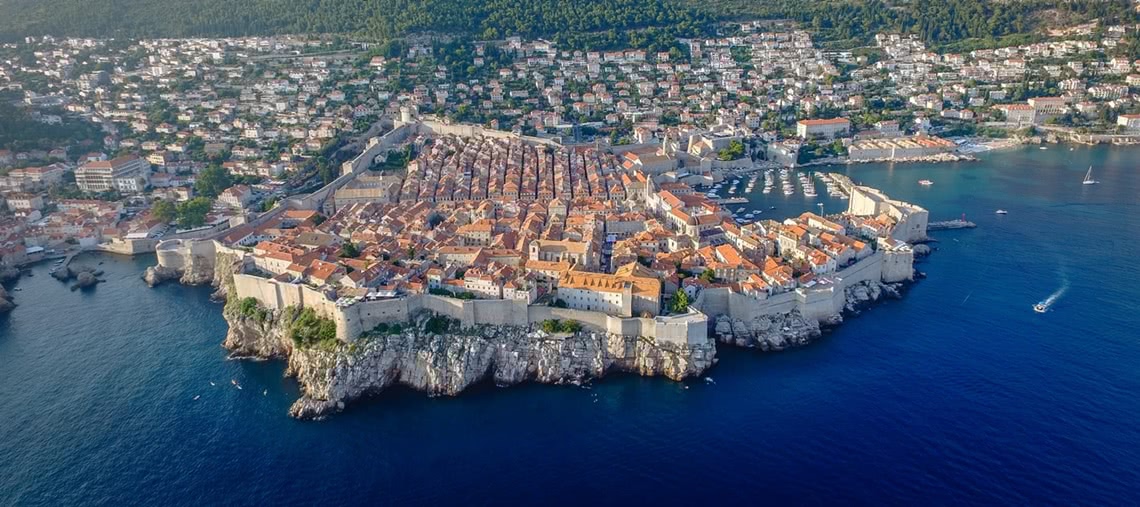 Aerial view of Dubrovnik in Croatia