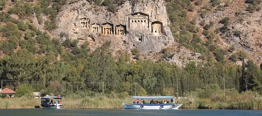 Lycian rock tombs of Kaunos close to Dalyan in Turkey