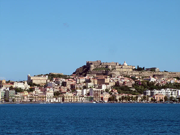 Old town of Milazzo seen from the sea