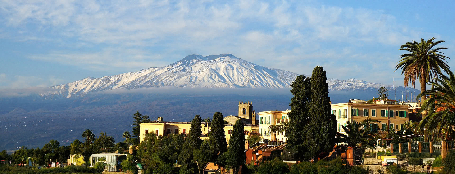 View of Mount Etna from the city of Catania