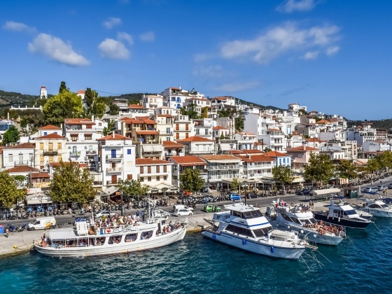 Skiathos harbor promenade