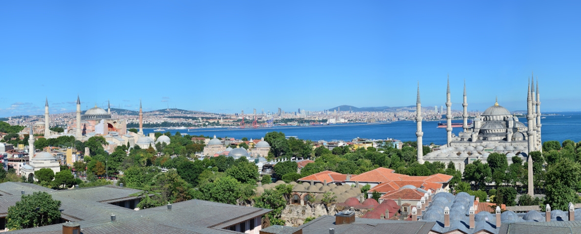 Istanbul skyline with view out to sea