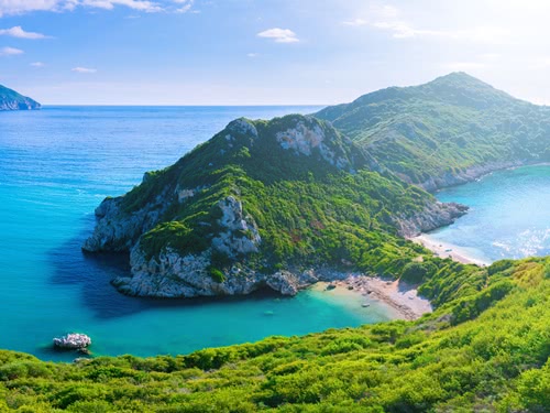 Unique secluded beach island Corfu