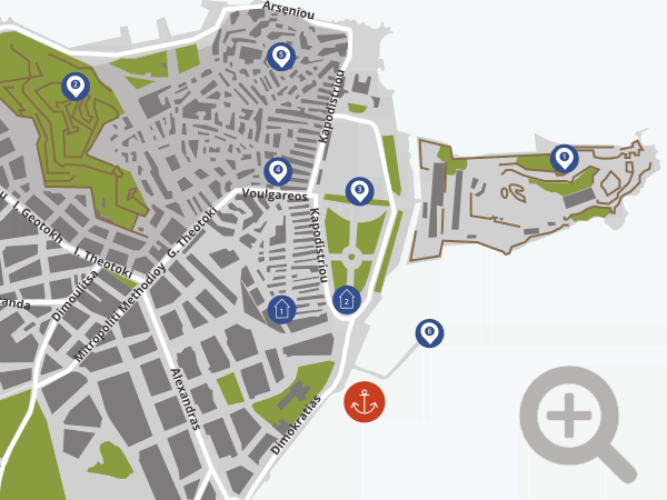 Stadtplan von Korfu Stadt auf der Insel Korfu